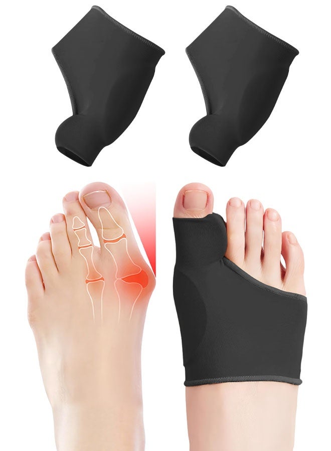 زوج واحد من مصحح إبهام القدم الأروح، فواصل أصابع القدم الكبيرة، وسادات جل داعمة لتصحيح إبهام القدم الأروح، مقوّم لأصابع القدم الكبيرة، واقي لتخفيف آلام إبهام القدم الأروح، فواصل أصابع القدم للرجال والنساء، للاستخدام ليلاً ونهاراً، أسود - Image 1